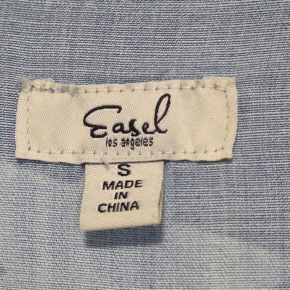 Easel Star Print Chambray Denim Midi Dress Frayed Hem Americana Western Size S - Picture 4 of 13